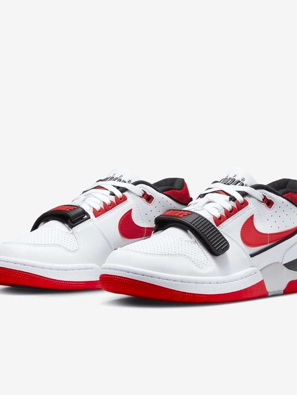Nike Men's White & Red Low-Top Strap Sneakers